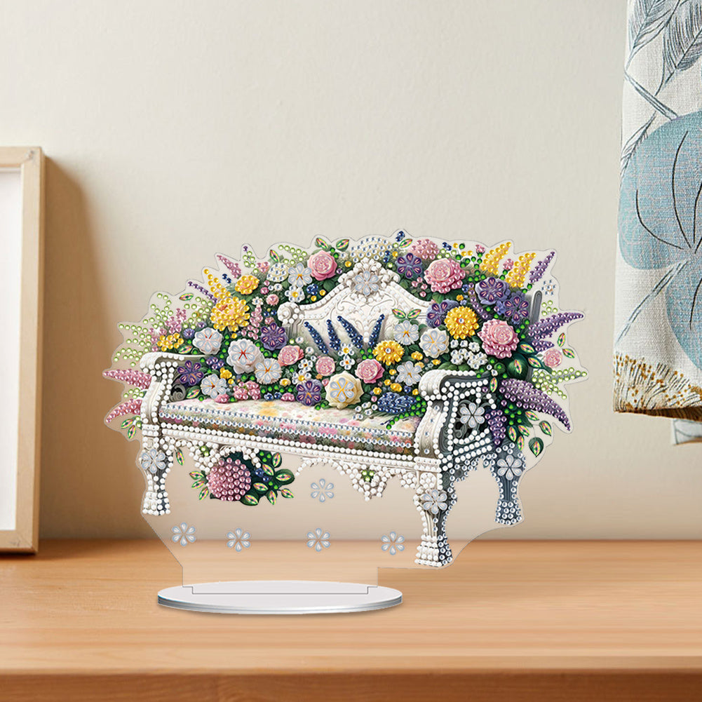 PVC Round Special Shaped Flower Bench DIY Diamond Painting Desktop Decorations