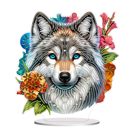 PVC Round Special Shaped Flower Wolf DIY Diamond Painting Desktop Decorations