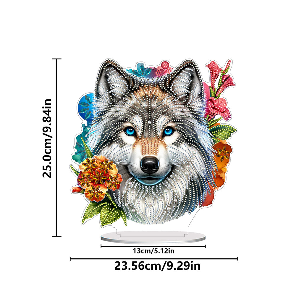 PVC Round Special Shaped Flower Wolf DIY Diamond Painting Desktop Decorations