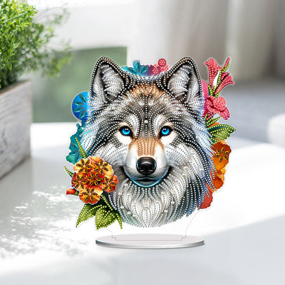 PVC Round Special Shaped Flower Wolf DIY Diamond Painting Desktop Decorations