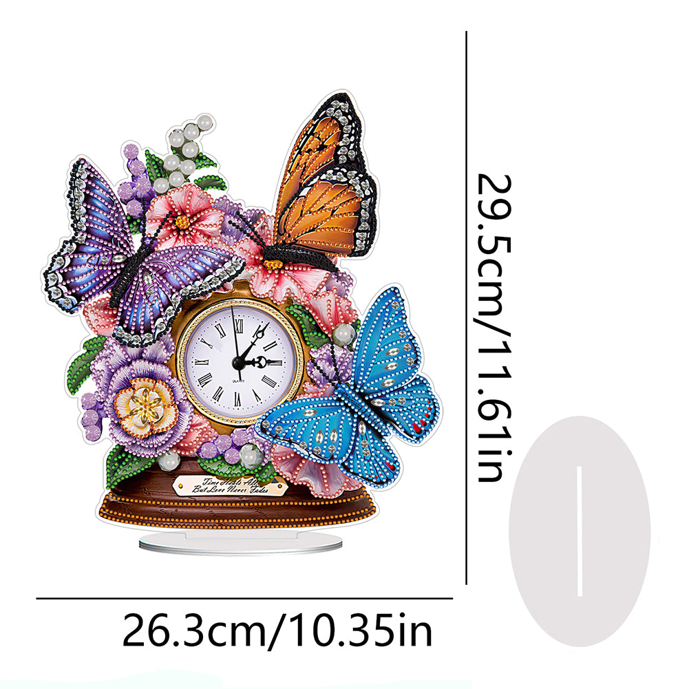 Acrylic Special Shaped Flower Butterfly 5D Diamond Painting Clock Art Craft