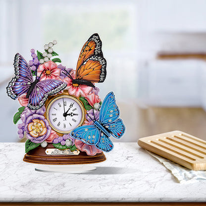 Acrylic Special Shaped Flower Butterfly 5D Diamond Painting Clock Art Craft