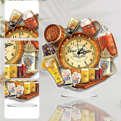 Acrylic Special Shaped Beer 5D Diamond Painting Clock for Living Room Decor