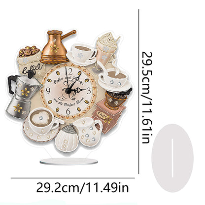 Acrylic Special Shaped Coffee Drink 5D Diamond Painting Clock Art Craft