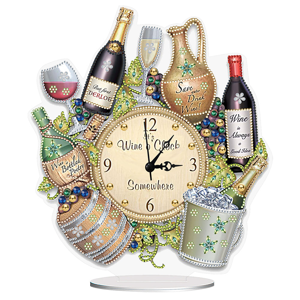 Acrylic Special Shaped Ice Bucket Wine 5D Diamond Painting Clock Art Craft