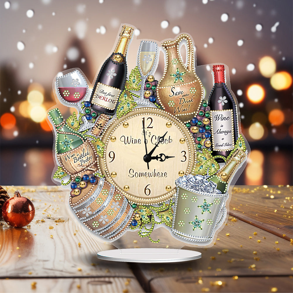 Acrylic Special Shaped Ice Bucket Wine 5D Diamond Painting Clock Art Craft