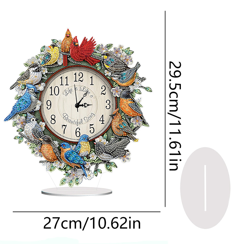 Acrylic Special Shaped Bird Garland 5D Diamond Painting Clock Art Craft