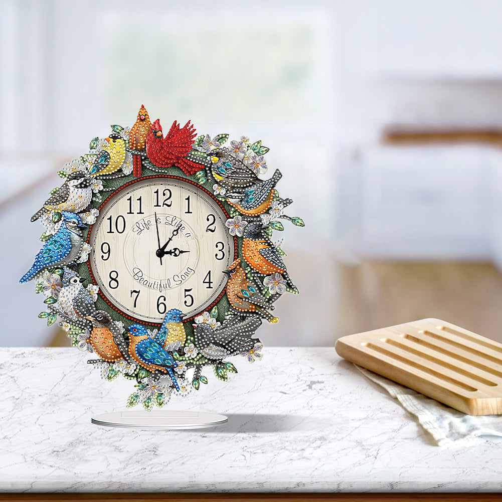 Acrylic Special Shaped Bird Garland 5D Diamond Painting Clock Art Craft