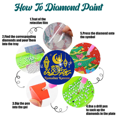 8Pcs Starmoon Castle Diamond Painting Coasters with Holder Animal for Party