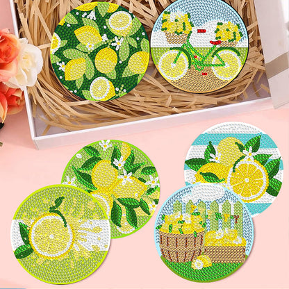 8Pcs Lemon Gnome Diamond Painting Coasters with Holder Animal for Party Decor