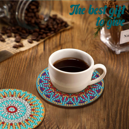 8Pcs Mandala Diamond Painting Coasters with Holder Animal for Party Decor