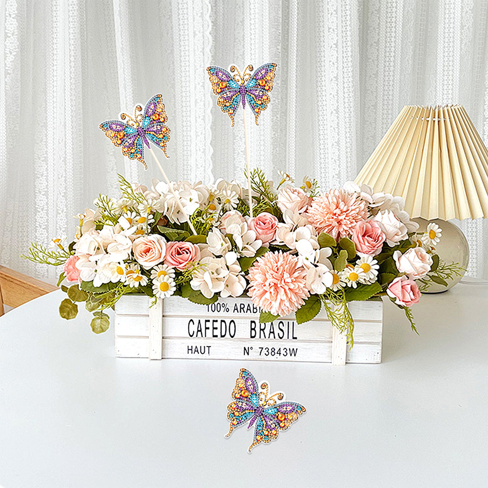 Special Shape Butterfly Garden Stake Diamond Art Craft Kits for Adults Beginners