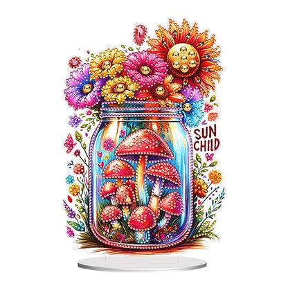 Acrylic Special Shaped Mushroom Bottle 5D DIY Diamond Art Tabletop Decorations