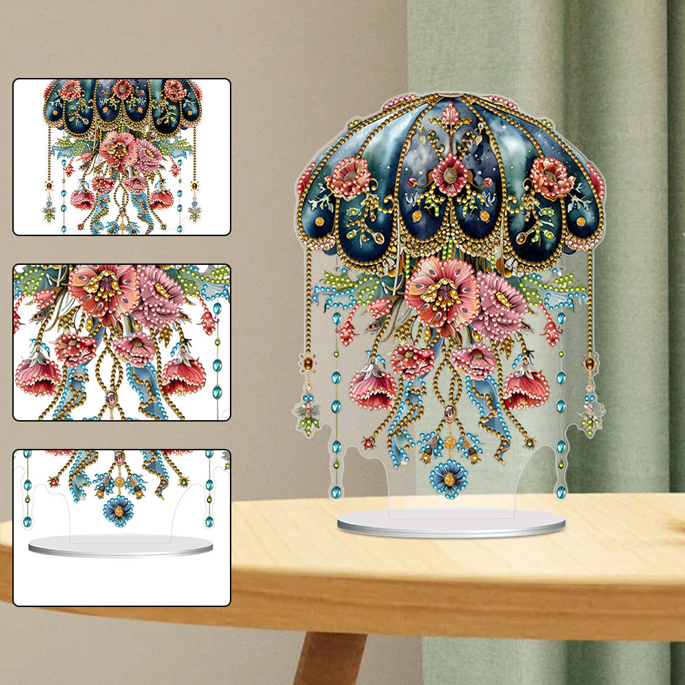 Acrylic Special Shaped Floral Jellyfish Table Top Diamond Painting Ornament Kits