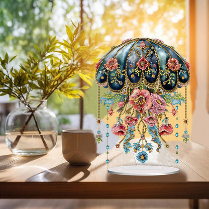 Acrylic Special Shaped Floral Jellyfish Table Top Diamond Painting Ornament Kits