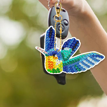 10Pcs Acrylic Double Sided Special Shaped Hummingbird Diamond Painting Keychain