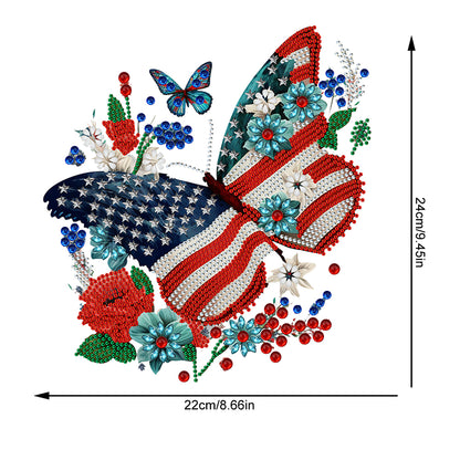 Acrylic Independence Day Butterfly 5D DIY Diamond Painting Dots Pendant Decor