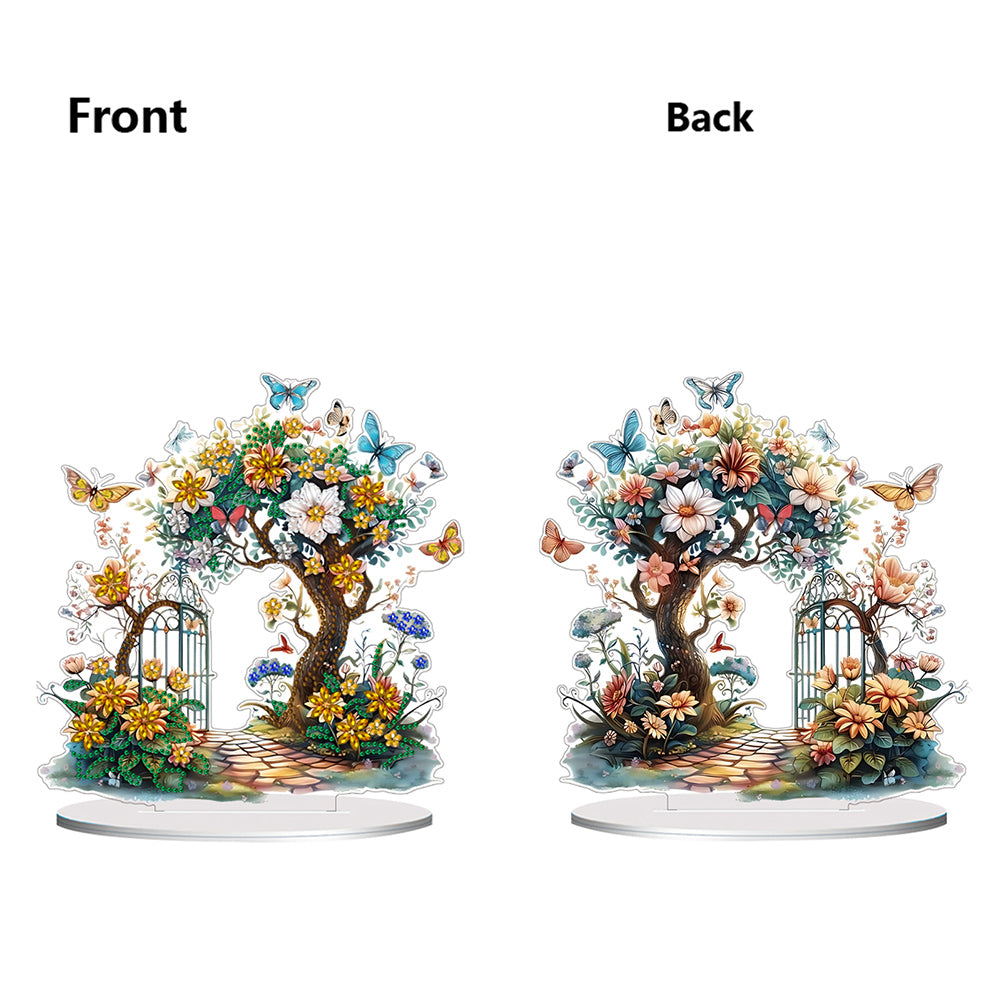 Double Side Special Shaped Yard Flower Tree Desktop Diamond Painting Art Kits