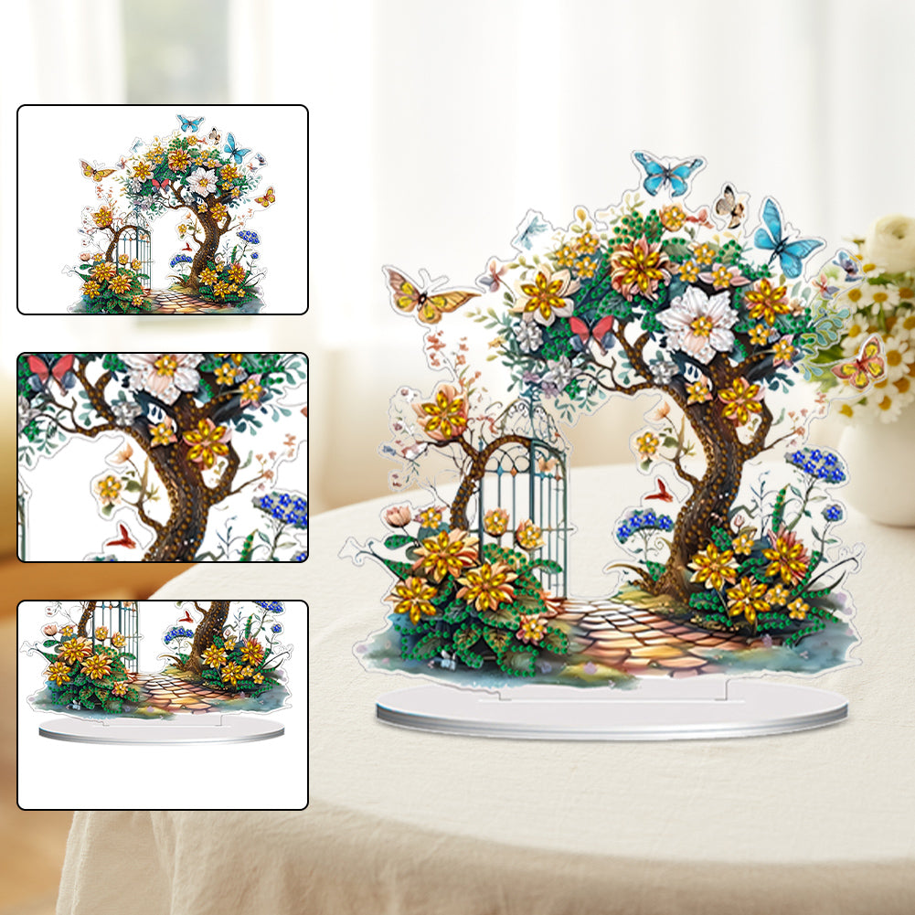 Double Side Special Shaped Yard Flower Tree Desktop Diamond Painting Art Kits