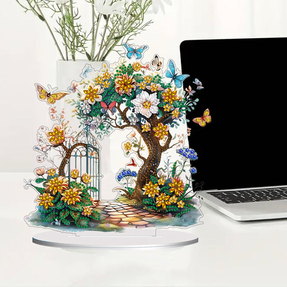 Double Side Special Shaped Yard Flower Tree Desktop Diamond Painting Art Kits