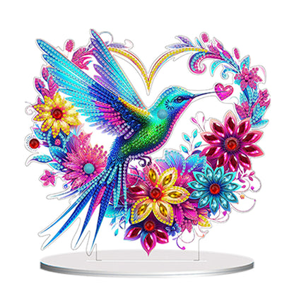 Double Sided Special Shaped Heart Hummingbird 5D DIY Diamond Art Tabletop Decor