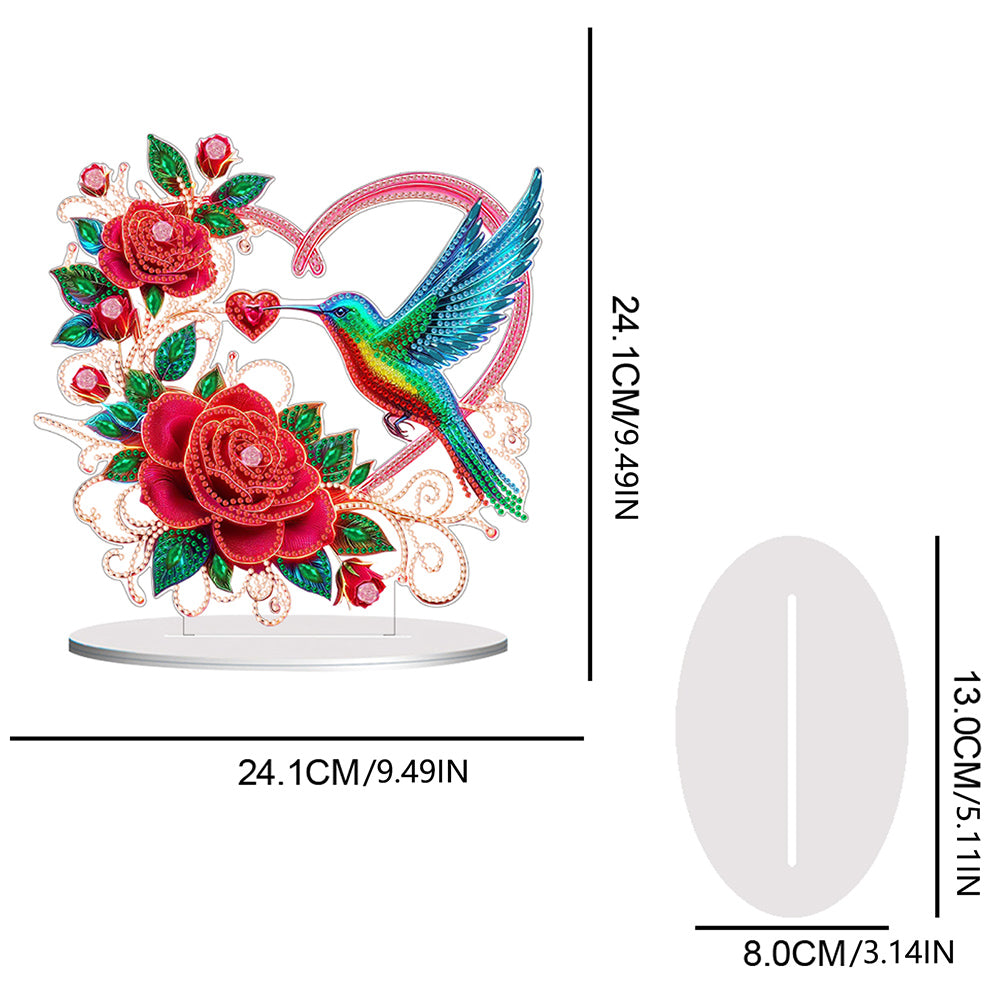 Double Sided Special Shaped Heart Hummingbird 5D DIY Diamond Art Tabletop Decor