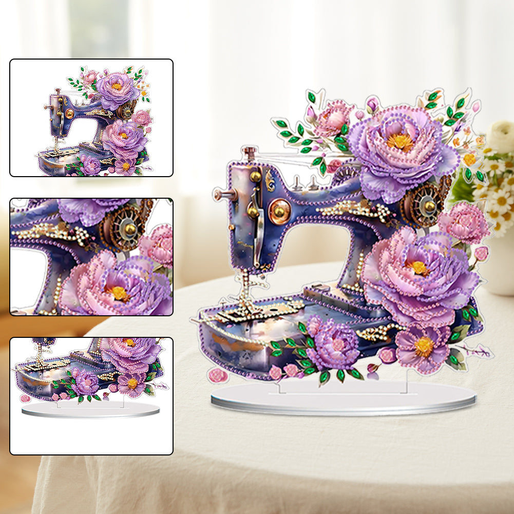 Double Sided Special Shaped Flower Sewing Machine Diamond Painting Desktop Decor