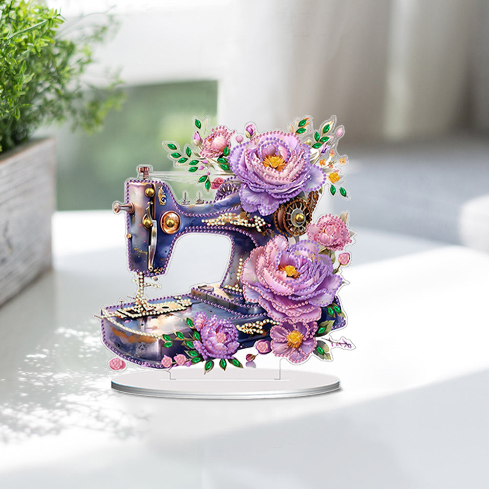 Double Sided Special Shaped Flower Sewing Machine Diamond Painting Desktop Decor