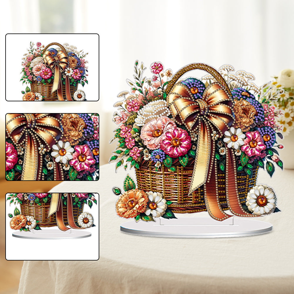 Double Side Special Shaped Flower Basket Desktop Diamond Painting Art Kits