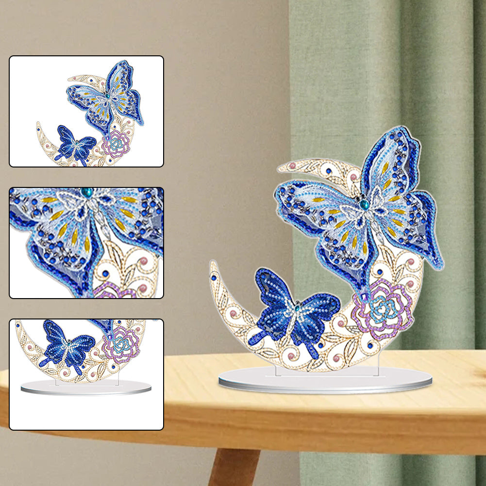 Double Side Special Shaped Moon Butterfly Desktop Diamond Painting Art Kits