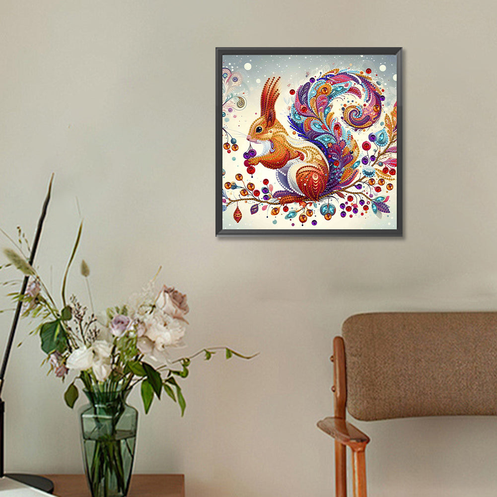 Indian Painted Squirrel - Special Shaped Drill Diamond Painting 30*30CM