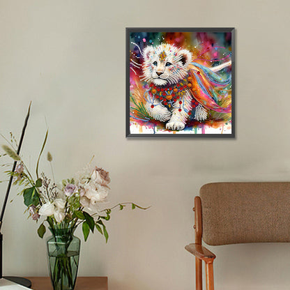Indian Painted Lion - Special Shaped Drill Diamond Painting 30*30CM