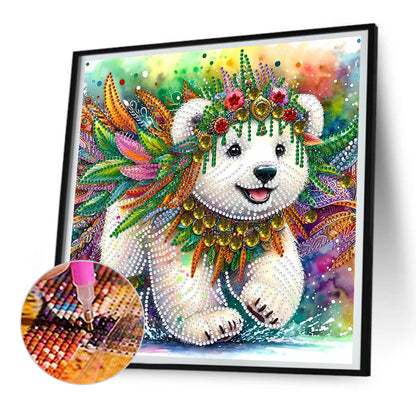Indian Painted Bear - Special Shaped Drill Diamond Painting 30*30CM