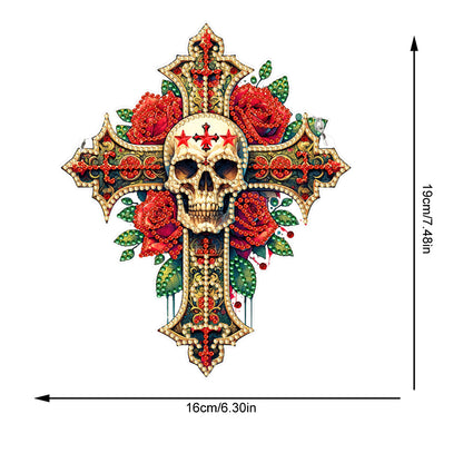 Acrylic Cross Diamond Painting Hanging Pendant Home Decor (Rose Skull Cross)