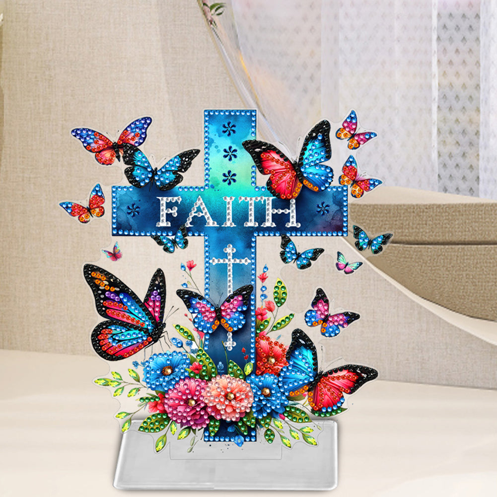 Acrylic Butterfly Cross Diamond Painting Desktop Decorations Home Office Decor