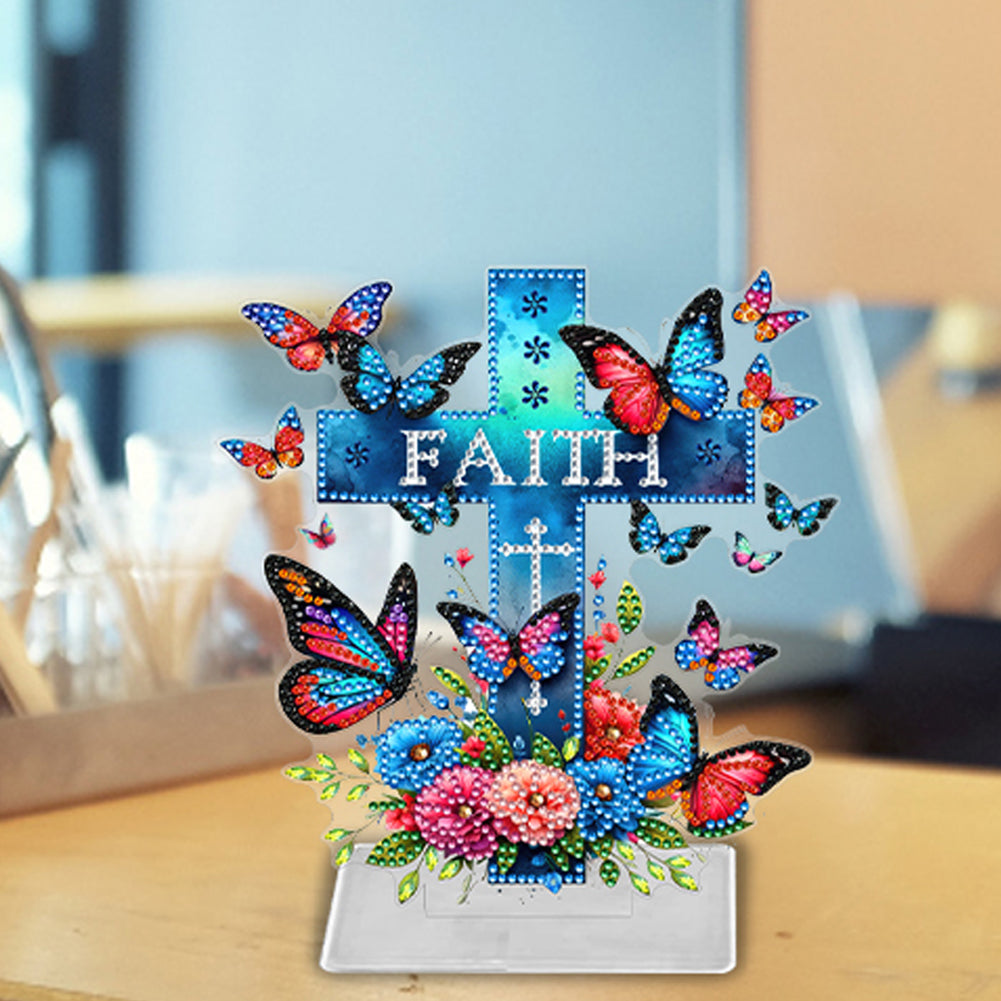 Acrylic Butterfly Cross Diamond Painting Desktop Decorations Home Office Decor