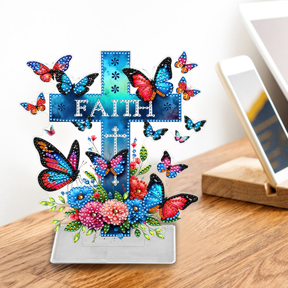 Acrylic Butterfly Cross Diamond Painting Desktop Decorations Home Office Decor