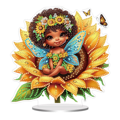 Acrylic Special Shaped Sunflower Elf DIY Diamond Painting Desktop Ornaments Kit