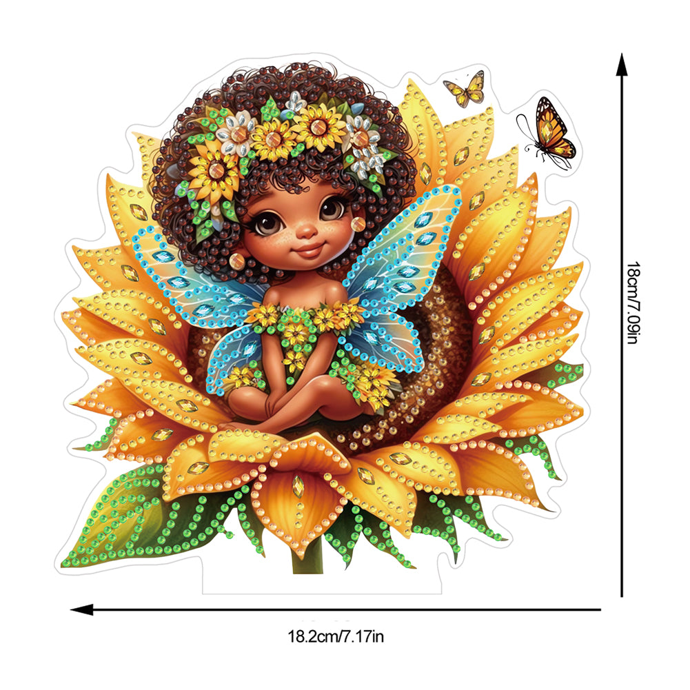 Acrylic Special Shaped Sunflower Elf DIY Diamond Painting Desktop Ornaments Kit