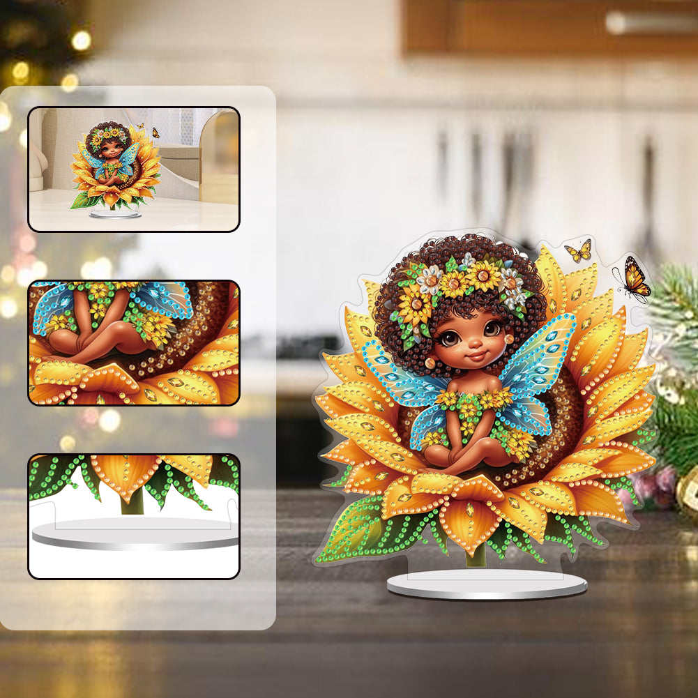 Acrylic Special Shaped Sunflower Elf DIY Diamond Painting Desktop Ornaments Kit