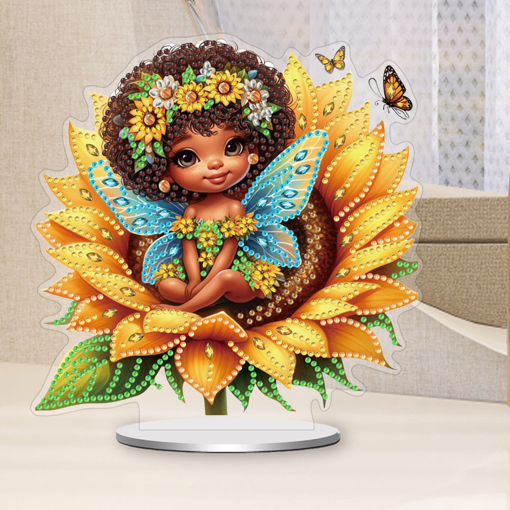 Acrylic Special Shaped Sunflower Elf DIY Diamond Painting Desktop Ornaments Kit