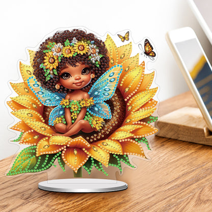 Acrylic Special Shaped Sunflower Elf DIY Diamond Painting Desktop Ornaments Kit