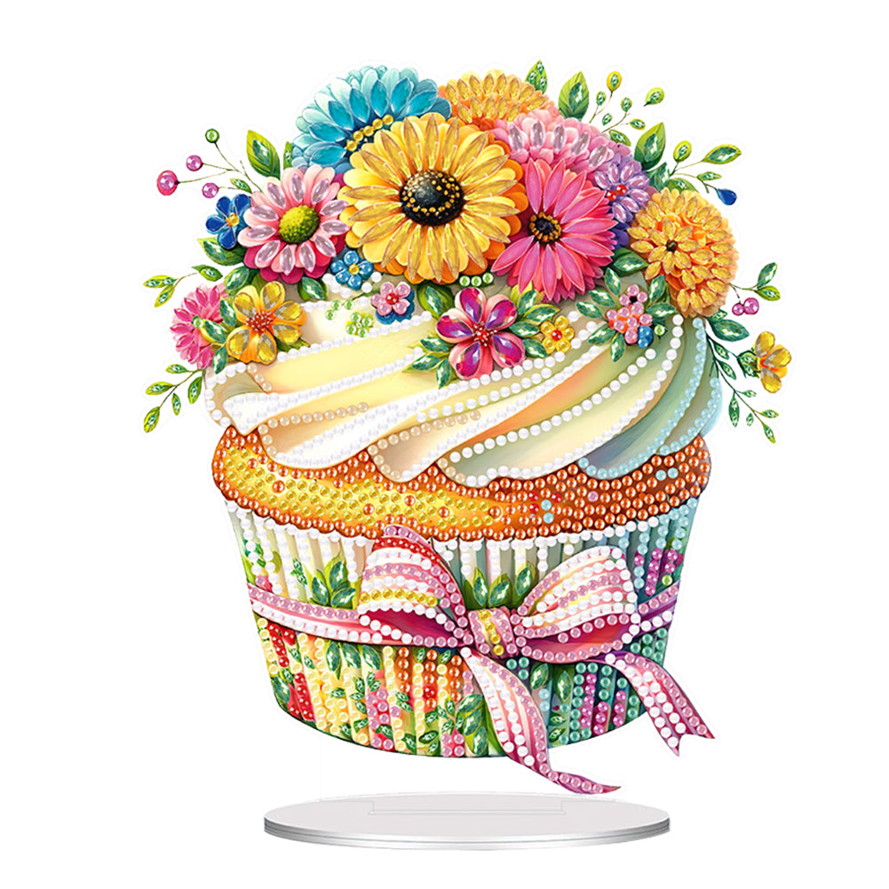 Acrylic Flower Cake Table Top Diamond Painting Ornament Kits for Home Decor