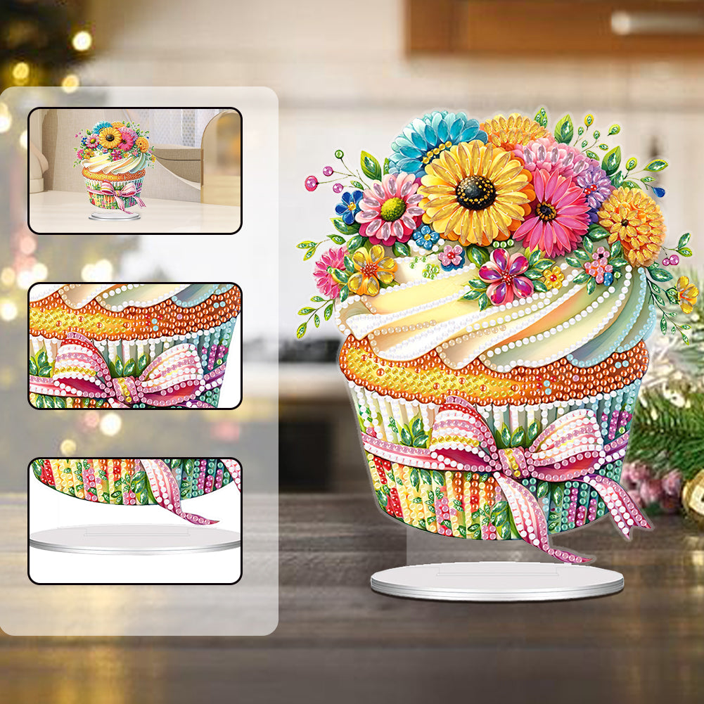 Acrylic Flower Cake Table Top Diamond Painting Ornament Kits for Home Decor