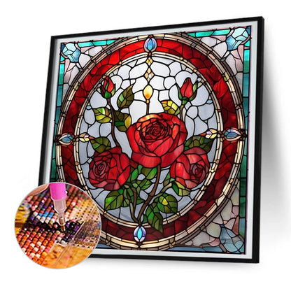 Glass Painted Roses - Full Round Drill Diamond Painting 30*30CM
