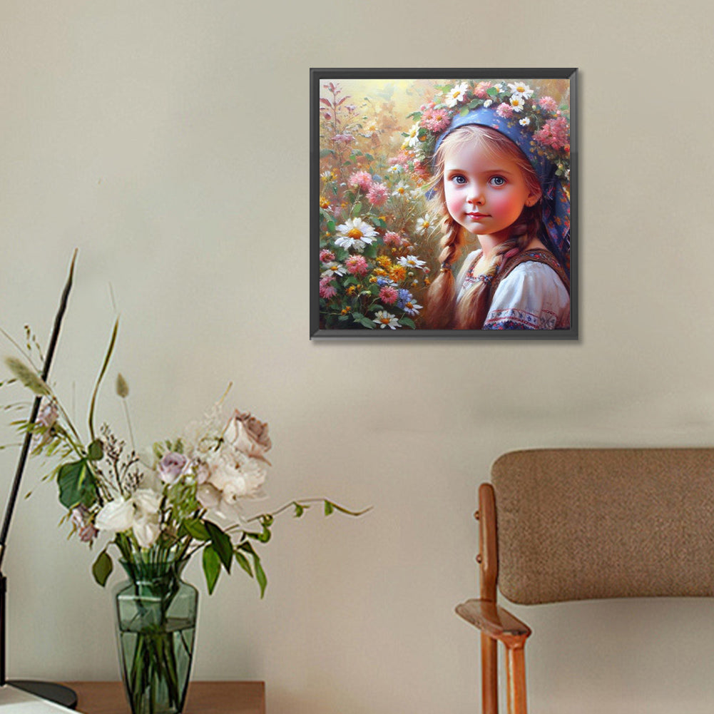 Flower Girl - Full Round Drill Diamond Painting 30*30CM