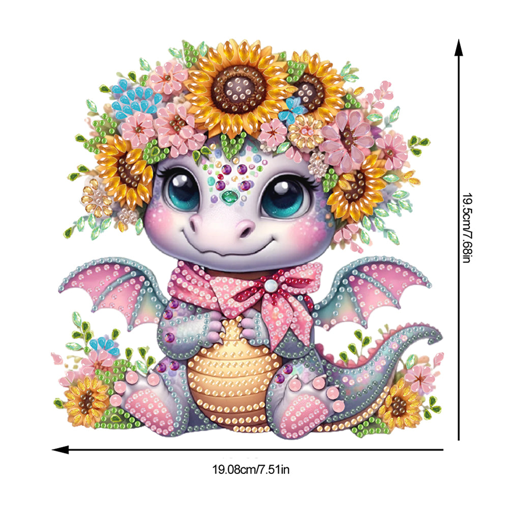 Acrylic Cartoon Sunflower Dinosaur Table Top Diamond Painting Ornament Kits