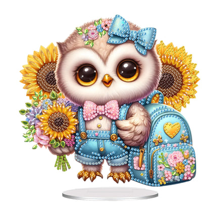 Acrylic Cartoon Sunflower Owl Table Top Diamond Painting Ornament Kits