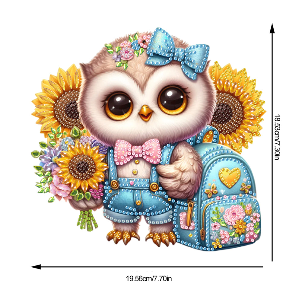 Acrylic Cartoon Sunflower Owl Table Top Diamond Painting Ornament Kits