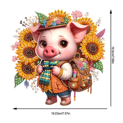 Acrylic Cartoon Sunflower Pig Table Top Diamond Painting Ornament Kits